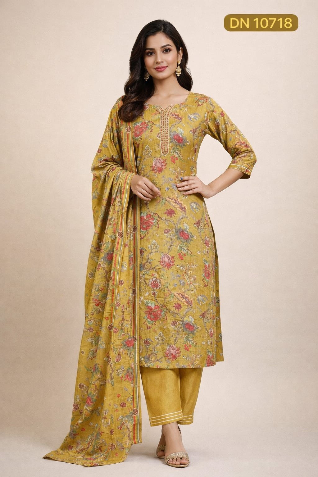 10718 AI 10718 Kurti Pant Dupatta - Image 1
