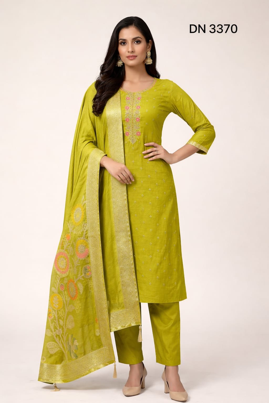 3370 AI 3370 Kurtiu Pant Dupatta - Image 1