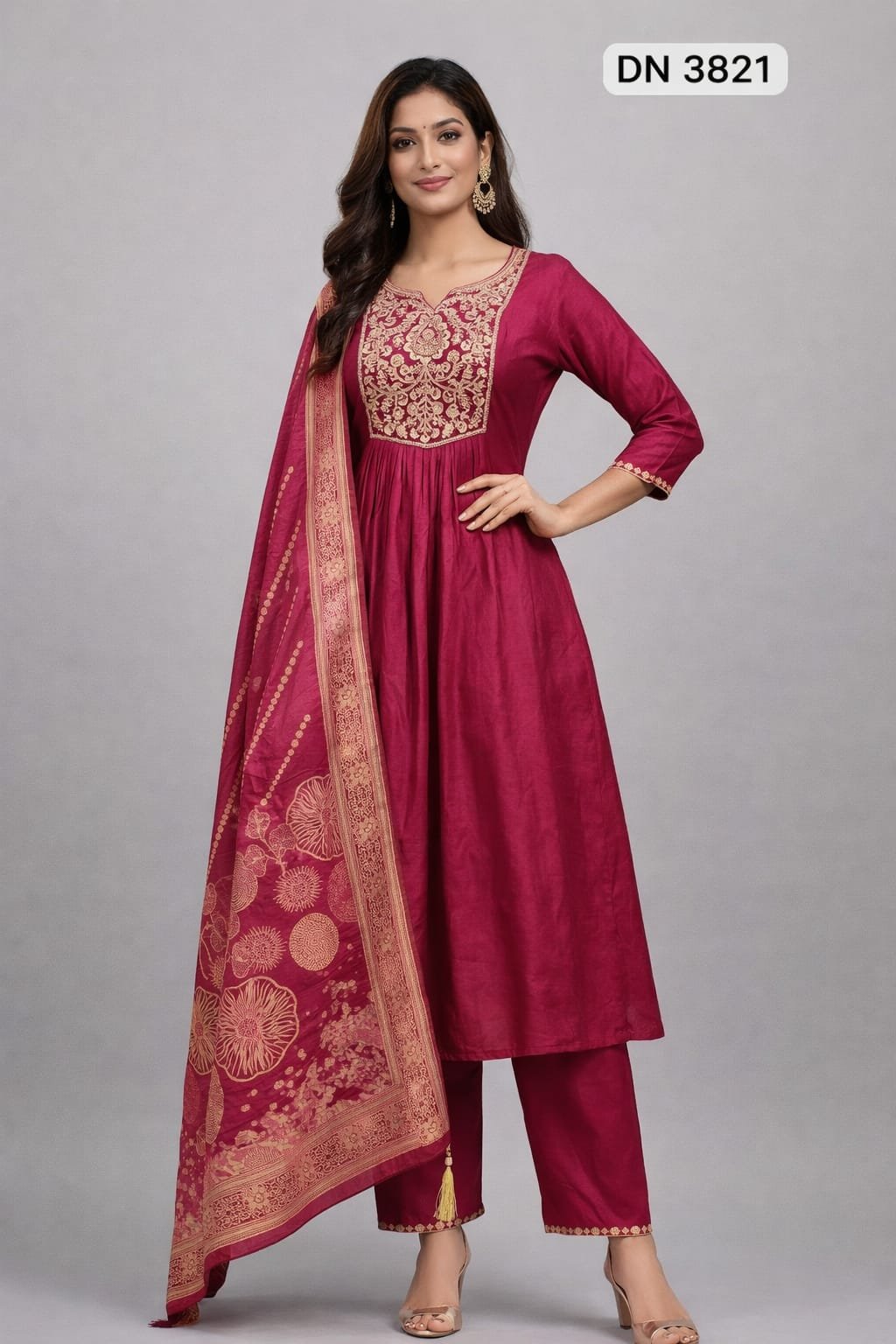 3821 AI 3821 Kurti Pant Dupatta - Image 1